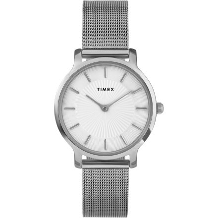 Timex Transcend TW2Y10200 srebrny zegarek damski z białą tarczą