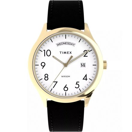 Timex Easy Reader TW2W68500 Zegarek męski złoty z czarnym paskiem