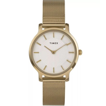 Timex Transcend TW2Y10300 złoty zegarek damski z białą tarczą