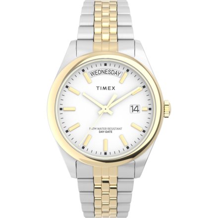 Timex Legacy TW2V68500 złoto-srebrny zegarek damski z białą tarczą
