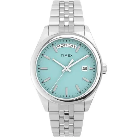 Timex Legacy TW2V68400 srebrny zegarek damski z turkusową tarczą