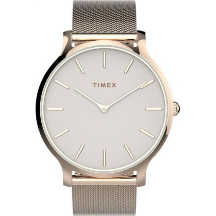 Timex Transcend TW2T73900 różowozłoty zegarek damski z białą tarczą