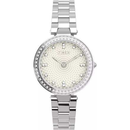 Timex City TW2V45000 srebrny zegarek damski z ozdobną tarczą