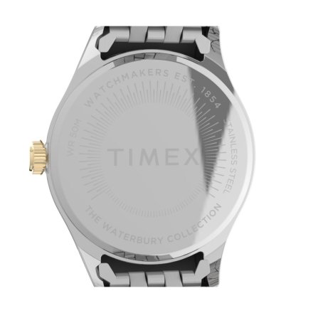 Timex Waterbury TW2V45800 złoto-srebrny zegarek damski z granatową tarczą