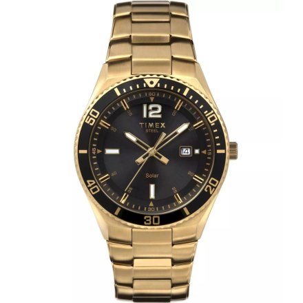 Timex Classic Solar TW2V53900 Zegarek męski złoty na bransolecie 