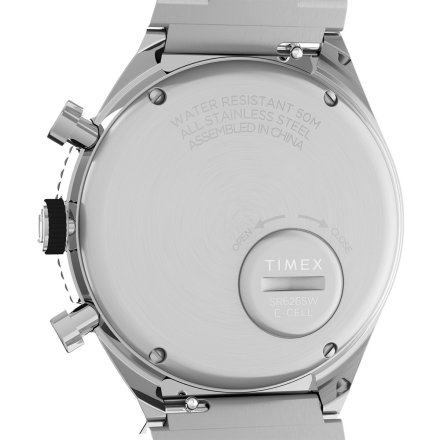 Timex Chronograph Q TW2V69900 Męski zegarek srebrny z chronografem