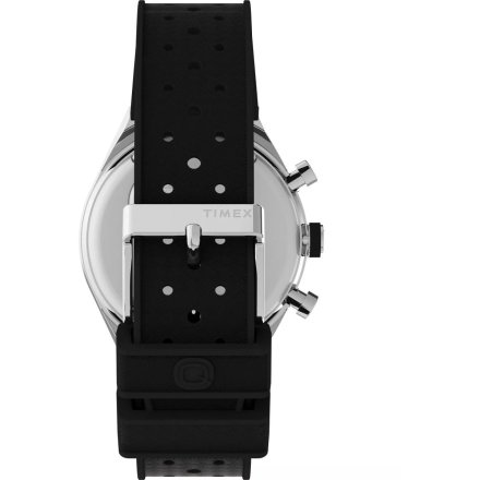 Timex Chronograph Q TW2V70000 Męski zegarek srebrny z czarnym paskiem