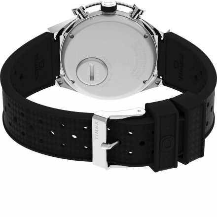 Timex Chronograph Q TW2V70000 Męski zegarek srebrny z czarnym paskiem