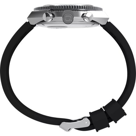 Timex Chronograph Q TW2V70000 Męski zegarek srebrny z czarnym paskiem
