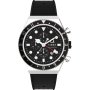 Timex Chronograph Q TW2V70000 Męski zegarek srebrny z czarnym paskiem