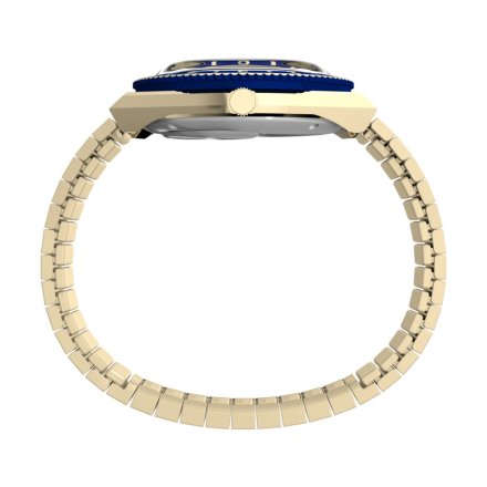 Timex Q TW2V92400 Złoty zegarek damski z bransoletką i granatową tarczą