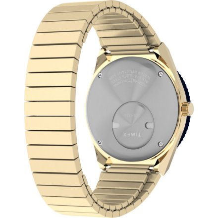 Timex Q TW2V92400 Złoty zegarek damski z bransoletką i granatową tarczą