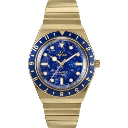Timex Q TW2V92400 Złoty zegarek damski z bransoletką i granatową tarczą