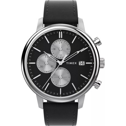 Timex City Chicago TW2W13100 męski zegarek z czarnym paskiem chronograf