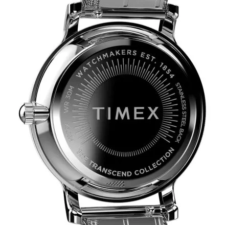 Timex Transcend TW2W19100 srebrny zegarek damski z kolorowymi indeksami