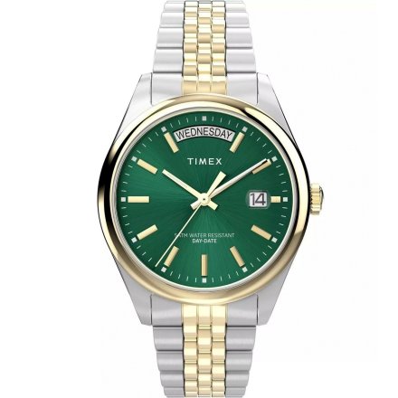 Timex Legacy TW2W32100 złoto-srebrny zegarek damski z zieloną tarczą