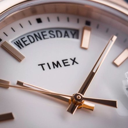 Timex Legacy TW2W32200 różowozłoty zegarek damski z białą tarczą