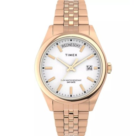 Timex Legacy TW2W32200 różowozłoty zegarek damski z białą tarczą