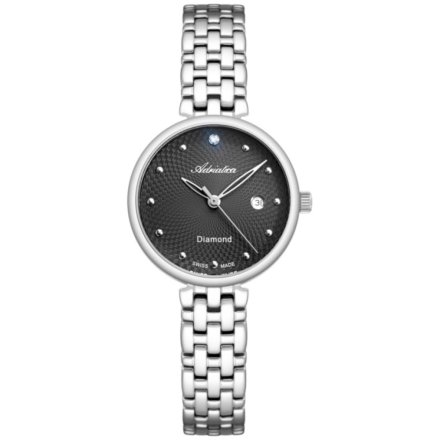 Zegarek damski Adriatica srebrno-czarny z diamentami A3543.5146DQ Swiss Made