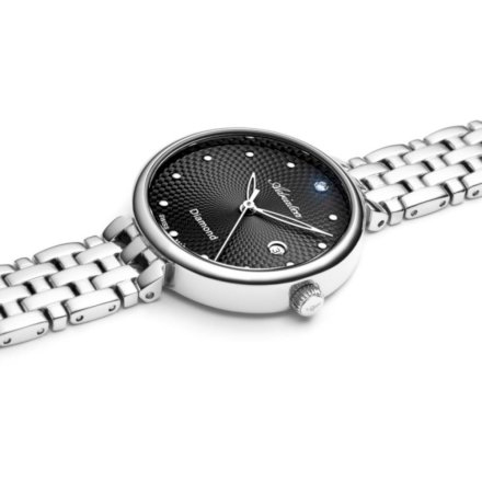 Zegarek damski Adriatica srebrno-czarny z diamentami A3543.5146DQ Swiss Made