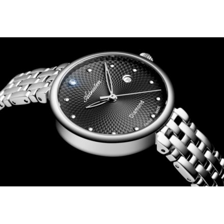 Zegarek damski Adriatica srebrno-czarny z diamentami A3543.5146DQ Swiss Made