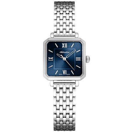 Zegarek damski Adriatica srebrno-granatowy kwadratowy A3839.5165Q Swiss Made