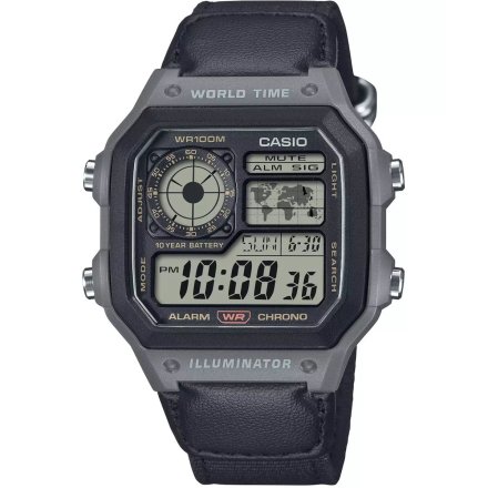 Casio Vintage zegarek męski czarny z prostokątnym wyświetlaczem AE-1200WHUB-8AVEF