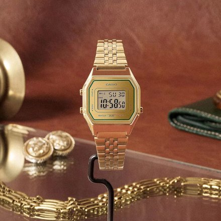 Casio Vintage zegarek damski z prostokątną kopertą LA680WEGV-9AEF