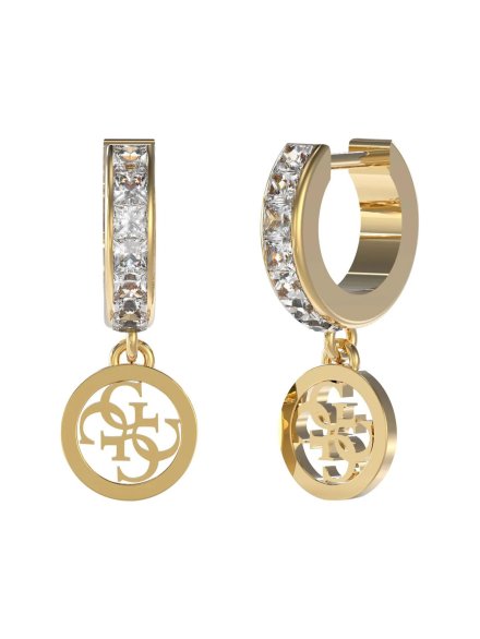 Guess HUGGIE ME kolczyki wiszące z zawieszką i kryształami JUBE03147JW-YG