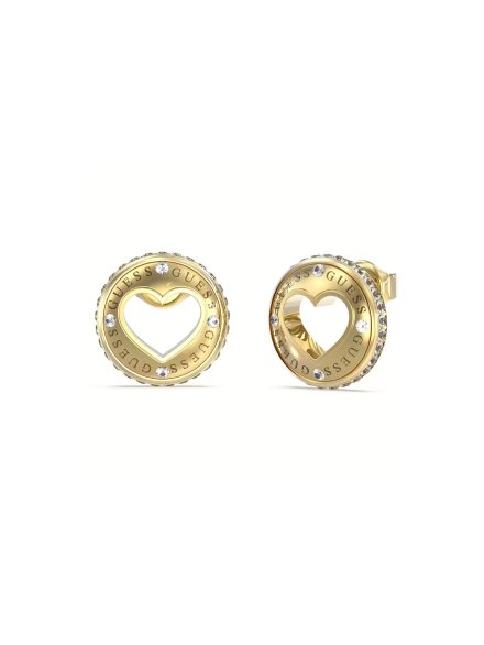 Guess ROLLING HEARTS kolczyki złote monety z sercem JUBE03341JWYG