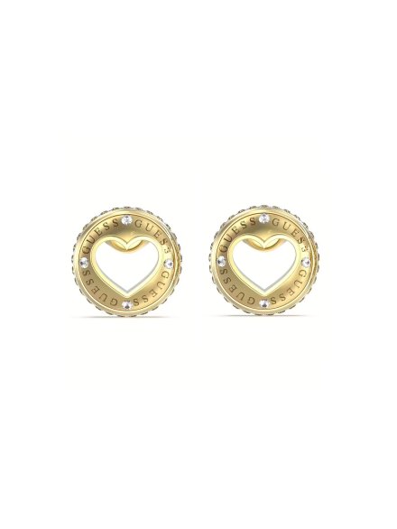 Guess ROLLING HEARTS kolczyki złote monety z sercem JUBE03341JWYG