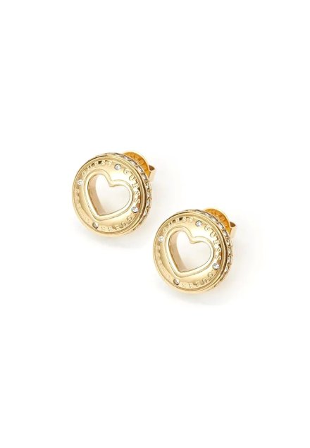 Guess ROLLING HEARTS kolczyki złote monety z sercem JUBE03341JWYG