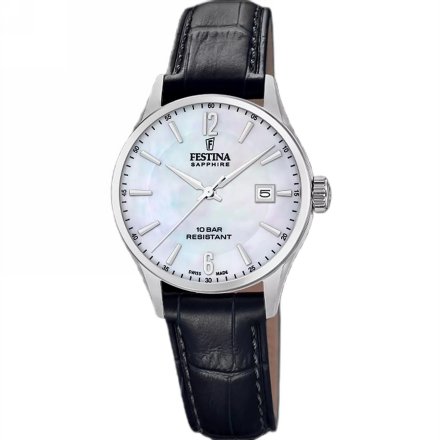 Festina SWISS MADE 20009/7 zegarek damski srebrny z perłową tarczą