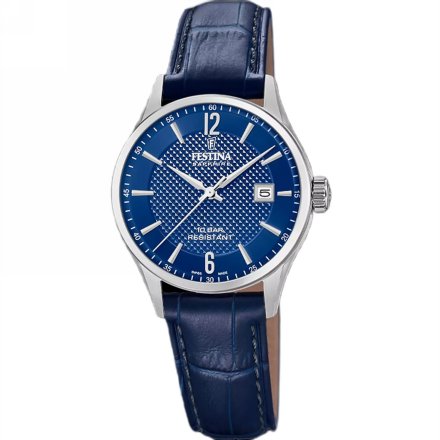 Festina SWISS MADE 20009/8 zegarek damski srebrny z granatową tarczą