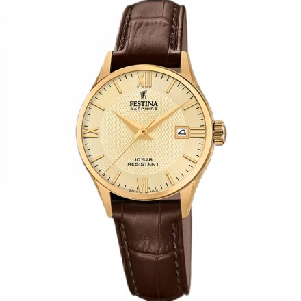 Festina SWISS MADE 20011/6 zegarek damski złoty ze złotą tarczą