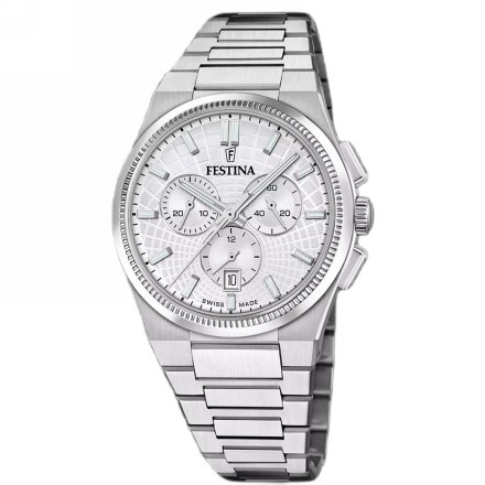 Festina Swiss Made 20059/1 Zegarek Męski ze srebrną tarczą chronograf