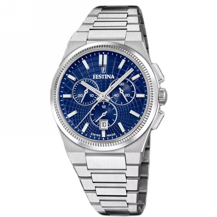 Festina Swiss Made 20059/2 Zegarek Męski z niebieską tarczą chronograf