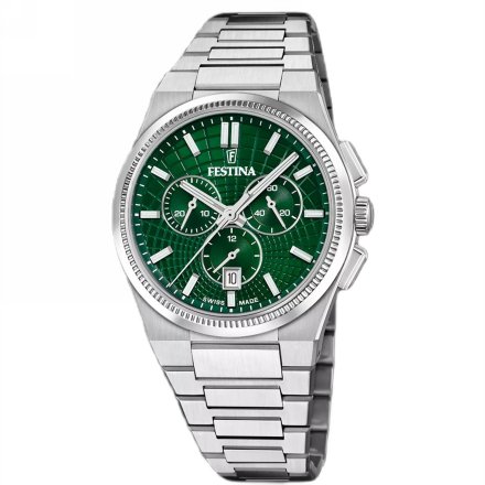 Festina Swiss Made 20059/3 Zegarek Męski z zieloną tarczą chronograf