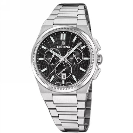 Festina Swiss Made 20059/4 Zegarek Męski z czarną tarczą chronograf