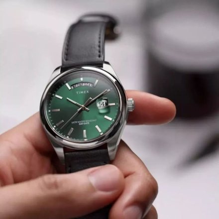 Timex Legacy TW2W57300 Zegarek męski srebrny z zieloną tarczą