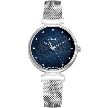 Zegarek damski Adriatica A3748.5145Q srebrny mesh granatowa tarcza