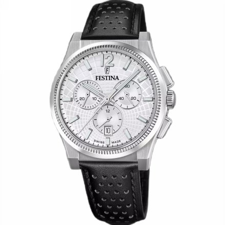 Festina Swiss Made 20060/1 Zegarek Męski srebrny z czarnym paskiem
