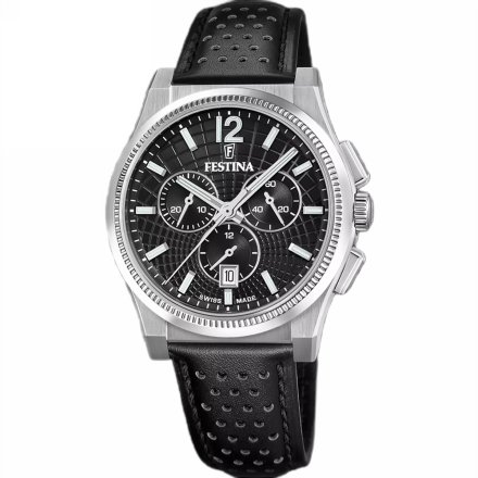 Festina Swiss Made 20060/4 Zegarek Męski srebrny z czarnym paskiem