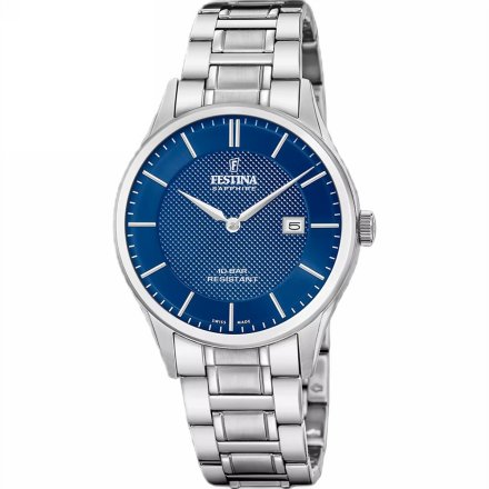 Festina Swiss Made 20067/4 Zegarek Męski z granatową tarczą na bransolecie