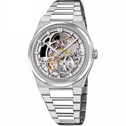 Festina Swiss Made 20069/1 Zegarek Męski Automatyczny srebrny na bransolecie
