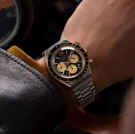 Timex Q Chronograph TW2W64200 zegarek męski czarna tarcza i chronograf