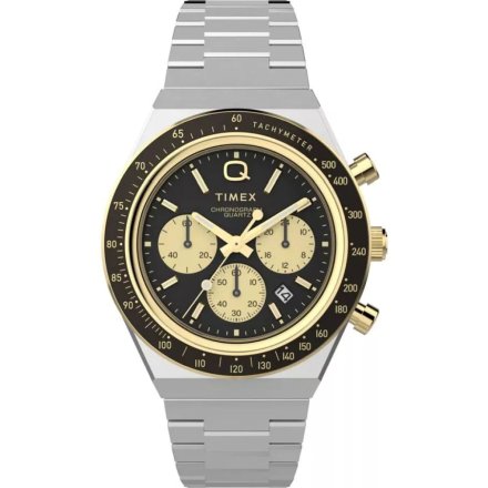 Timex Q Chronograph TW2W64200 zegarek męski czarna tarcza i chronograf