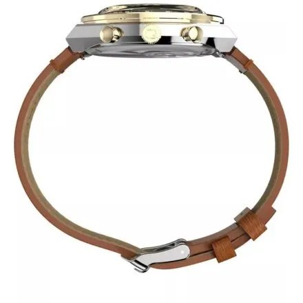 Timex Q Chronograph TW2W64400 zegarek męski brązowy pasek i chronograf