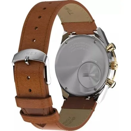 Timex Q Chronograph TW2W64400 zegarek męski brązowy pasek i chronograf