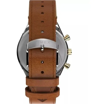 Timex Q Chronograph TW2W64400 zegarek męski brązowy pasek i chronograf